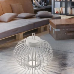 Just Light LED Akku Tischleuchte Weiß Dimmer Touch 33 cm IP44 2 W* Schlafzimmer Lampen|Metall Lampen