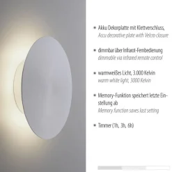 Sale Paul Neuhaus LED Akku Wandlampe in Silber dimmbar mit Fernbedienung
