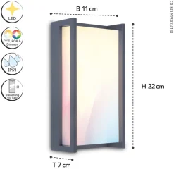 Eco-Light LED Außenlampe Aluminium RGB IP54 16 W H:22 cm dimmbar