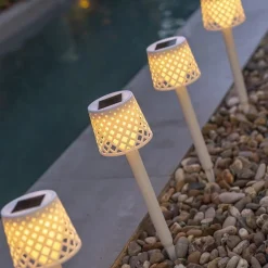 Online Newgarden LED Außenlampe Erdspieß 4er Set Weiß Solar H: 39 cm