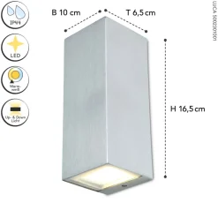 Eco-Light LED Außenlampe Up Down H:16,2 cm IP44 3000 K in Nickel* Led Außenleuchten|Moderne Außenleuchten