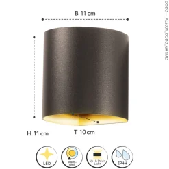 Best Eco-Light LED Außenlampe Wand Aluminium IP44 8 W 650 lm Anthrazit