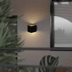 Clearance TK Lighting LED Außenlampe Wand Schwarz Metall IP54 3000 K Würfel