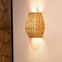 Newgarden LED Außenleuchte Akku Rattan H: 24,5 cm kabellos dimmbar* Feuchtraumleuchten|Moderne Außenleuchten