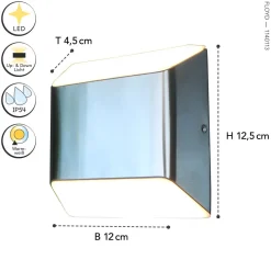 New Eco-Light LED Außenleuchte Edelstahl IP54 H:12,4 cm 7 W Up Down