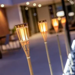 Online Newgarden LED Außenleuchte Fackel Erdspieß Solar 120 cm hoch Bambus IP44