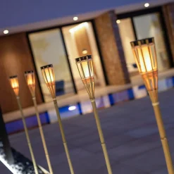 Online Newgarden LED Außenleuchte Fackel Erdspieß Solar 120 cm hoch Bambus IP44