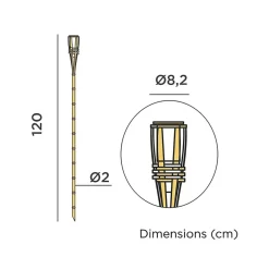 Online Newgarden LED Außenleuchte Fackel Erdspieß Solar 120 cm hoch Bambus IP44