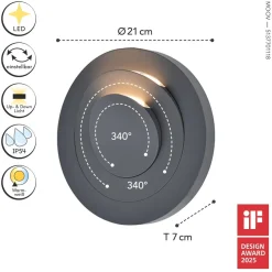 Eco-Light LED Außenleuchte Wand Aluminium B:21 cm IP54 600 lm 6 W* Metall Lampen|Led Außenleuchten
