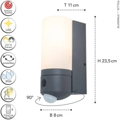 Eco-Light LED Außenleuchte Wand Bewegungssensor IP44 2700-6500 K* Metall Lampen|Led Außenleuchten