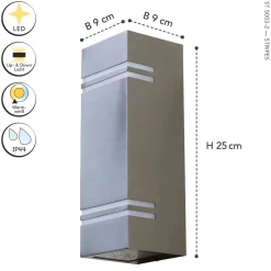 Eco-Light LED Außenleuchte Wand Up Down Edelstahl IP54 3000 K* Metall Lampen|Led Außenleuchten