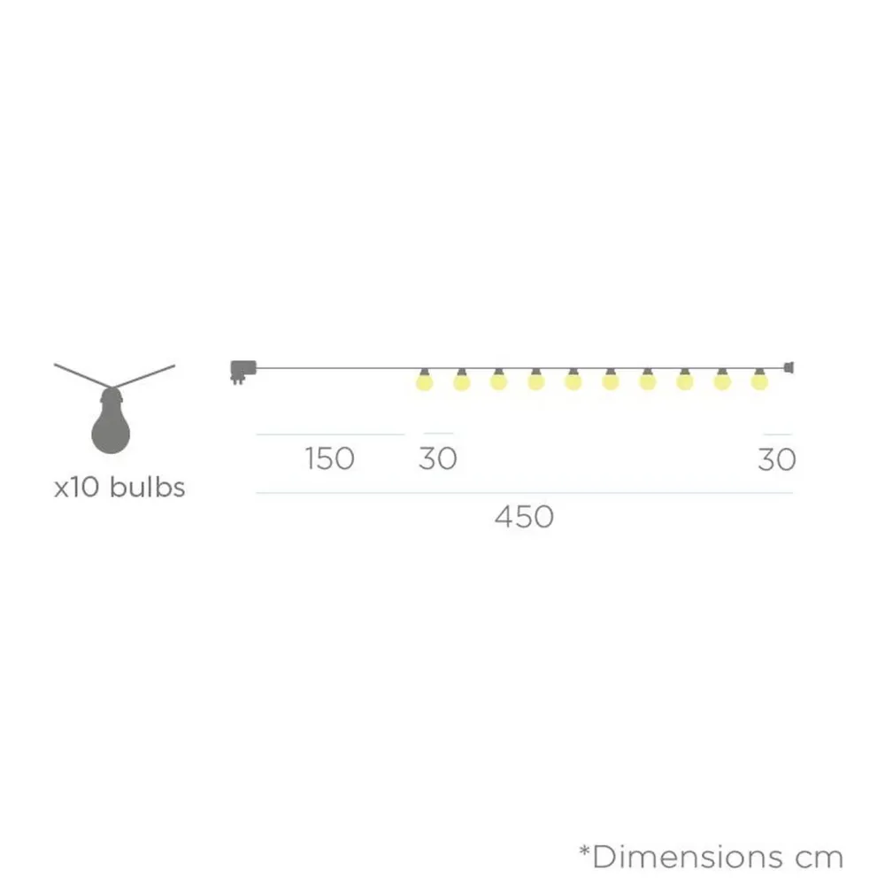 New Newgarden LED Außenlichterkette mit Stecker IP44 Transparent 4,5m 2700K