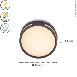 Eco-Light LED Außenwandlampe Anthrazit Ø18,3 cm rund IP54 3000 K* Metall Lampen|Led Außenleuchten