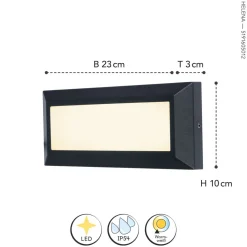 Eco-Light LED Außenwandlampe Schwarz B:32 cm 3000 K IP54 blendarm* Metall Lampen|Led Außenleuchten