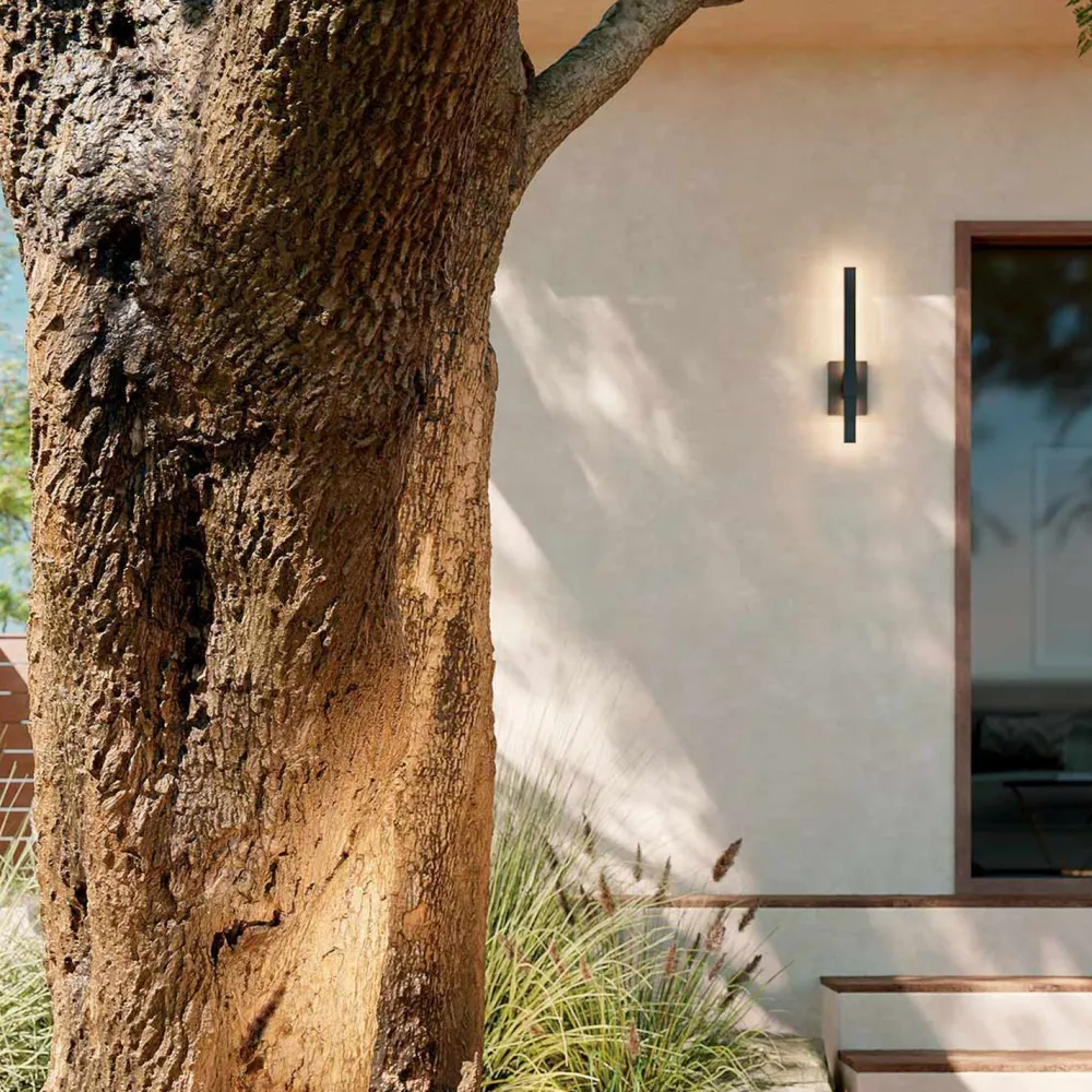 Best Elstead LED Außenwandleuchte Aluminium H: 56 cm IP44 Schwarz indirekt