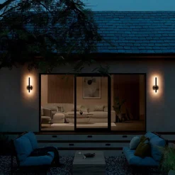 Best Elstead LED Außenwandleuchte Aluminium H: 56 cm IP44 Schwarz indirekt