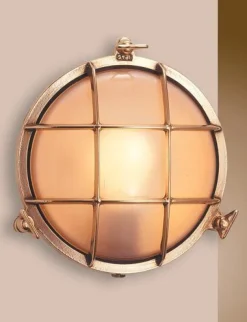 Laura Suardi LED Außenwandleuchte Messing Maritim rund IP54* Metall Lampen|Messinglampen