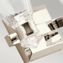 Best Elstead LED Badezimmerlampe Wand IP44 36,8 cm breit Glas Metall