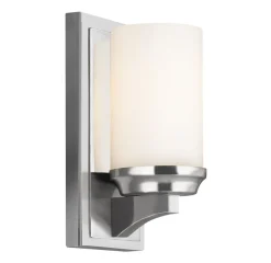 New Elstead LED Badezimmerleuchte IP44 Glas Schirm Weiß Chrom