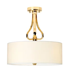 Elstead LED Badezimmerleuchte IP44 rund in Gold Creme Decke* Wohnzimmerlampen|Stofflampen