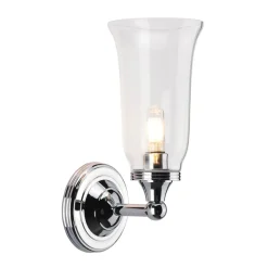 Elstead LED Badlampe Messing massiv Glas in Chrom IP44* Wandleuchten|Metall Lampen