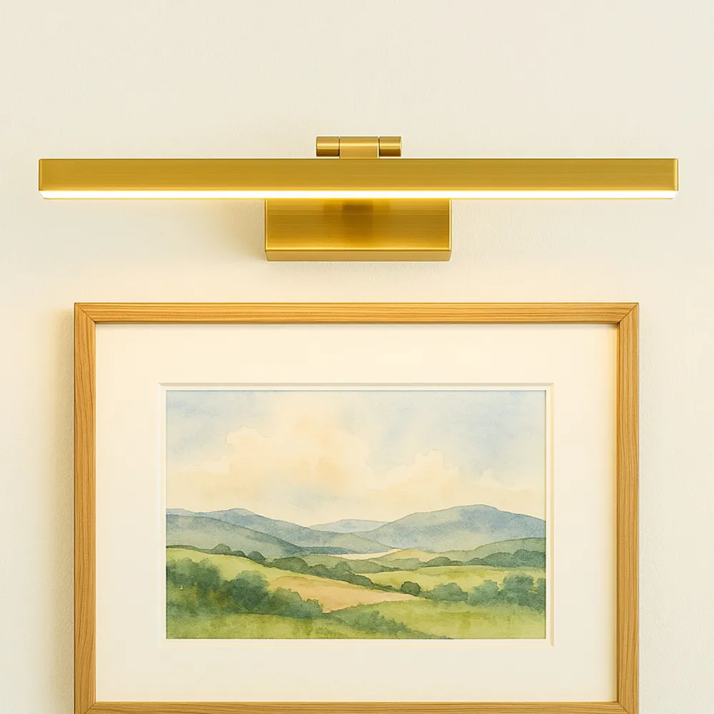 Discount Searchlight LED Bilderleuchte mit Schalter in Messing 3000 K B: 39 cm