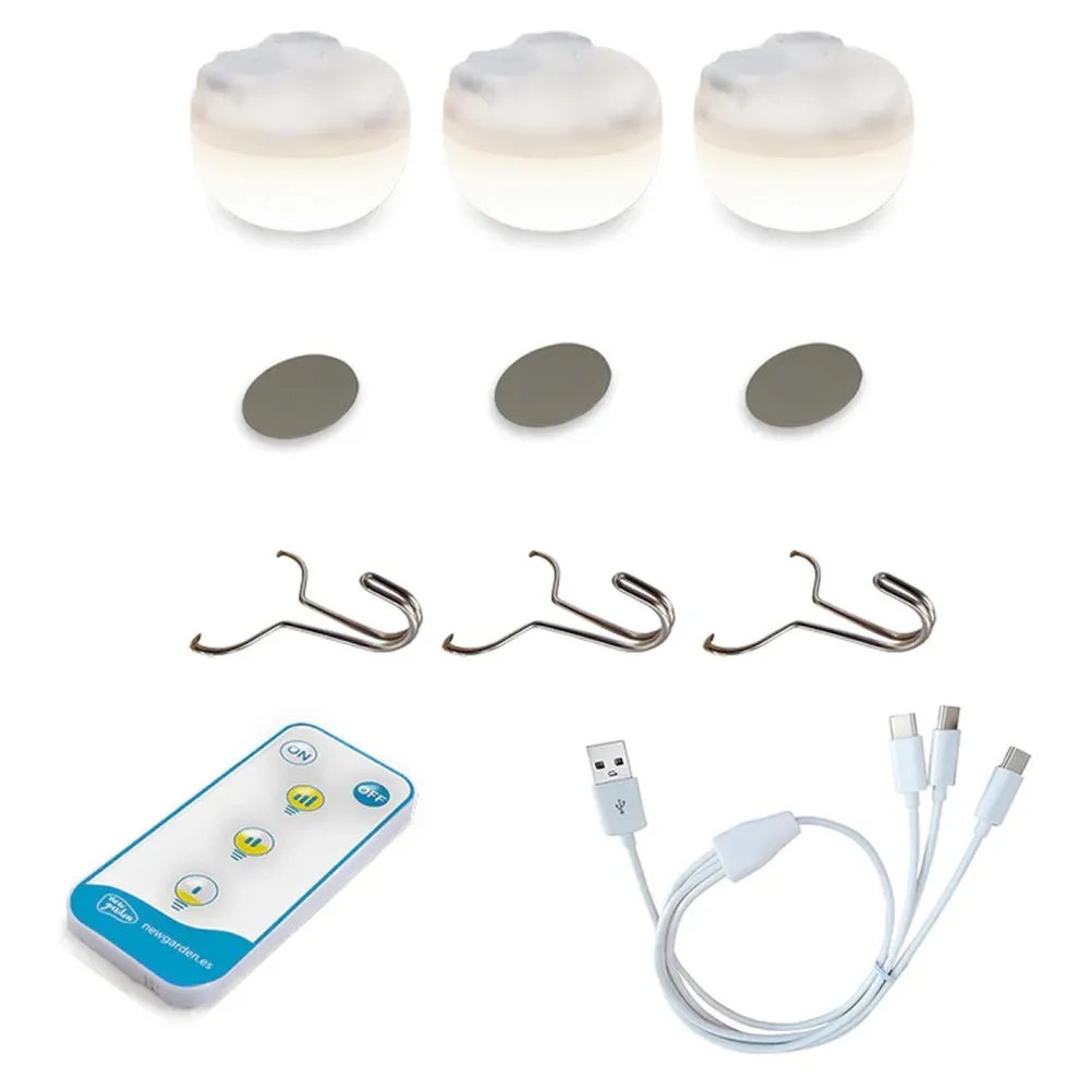 Newgarden LED Campingleuchte 3er Set Akku Haken Magnet dimmbar IP54 CHERRY* Leuchtmittel|Dekolampen Außen