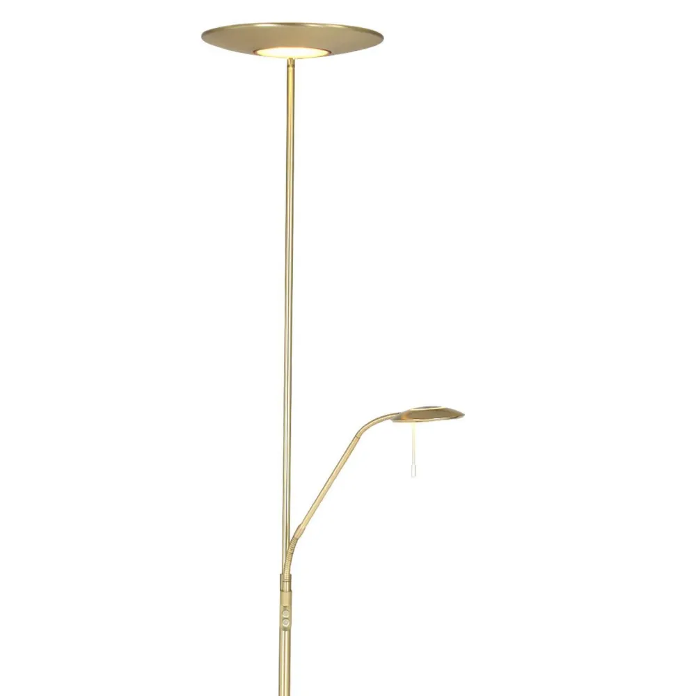 Clearance Steinhauer LED Deckenfluter mit Lesearm in Messing 185 cm dimmbar