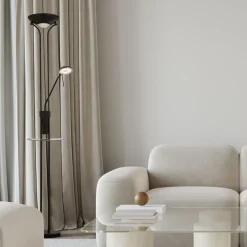 Best Searchlight LED Deckenfluter Schwarz USB-Ladestation 177 cm Leselampe