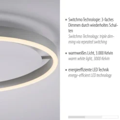 Just Light LED Deckenlampe Aluminium Metall Ø39,3 cm 20 W dimmbar* Flurlampen|Bürolampen