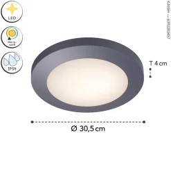 Eco-Light LED Deckenlampe außen Anthrazit Aluminium IP54 Ø30,5 cm* Led Außenleuchten|Deckenleuchten Außen