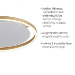 Outlet Just Light LED Deckenlampe dimmbar Ø58,5 cm 3650 lm in Messing