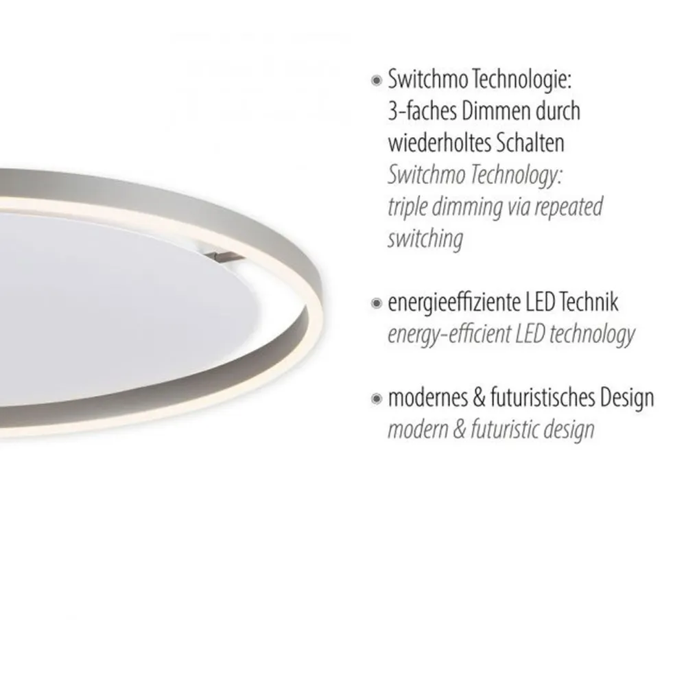 Just Light LED Deckenlampe dimmbar Aluminium Ø58,5 cm 3650 lm 28 W* Deckenleuchten|Flurlampen