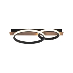 Best Just Light LED Deckenlampe Holz Metall Natur Schwarz 53 cm 3200 lm