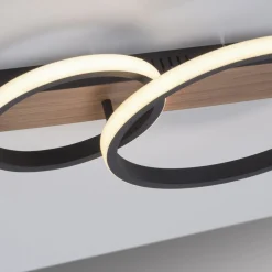 Best Just Light LED Deckenlampe Holz Metall Natur Schwarz 53 cm 3200 lm