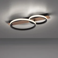 Best Just Light LED Deckenlampe Holz Metall Natur Schwarz 53 cm 3200 lm