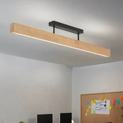 TK Lighting LED Deckenlampe Holz Metall 96 cm lang H: 16,5 cm 3000 K* Wohnzimmerlampen|Holzlampen