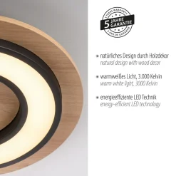 Just Light LED Deckenlampe Holz Metall 3000 K wohnlich blendarm* Deckenleuchten|Flurlampen