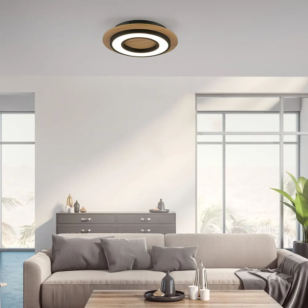 Just Light LED Deckenlampe Holz Metall 3000 K wohnlich blendarm* Deckenleuchten|Flurlampen