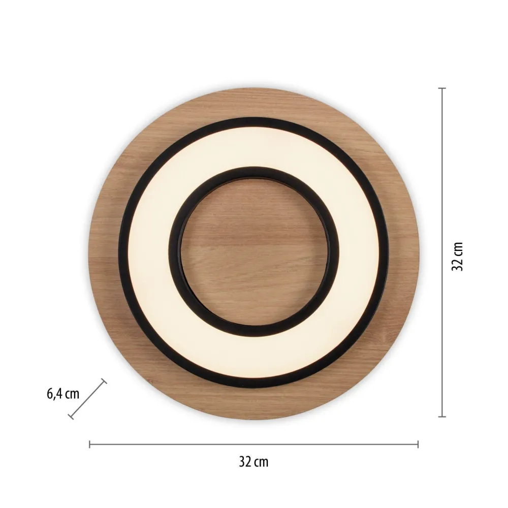 Just Light LED Deckenlampe Holz Metall 3000 K wohnlich blendarm* Deckenleuchten|Flurlampen
