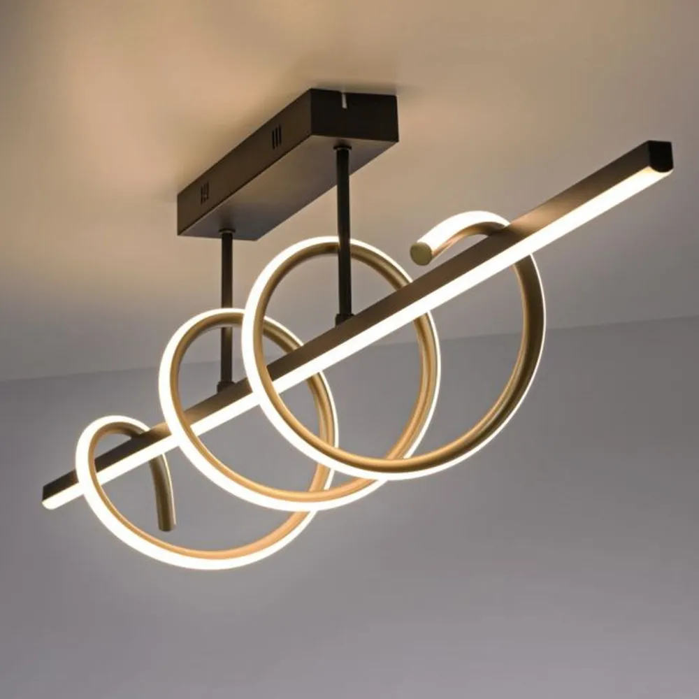 Just Light LED Deckenlampe Metall dimmbar 3000 K Schwarz Messing* Deckenleuchten|Bürolampen