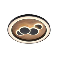 Best Paul Neuhaus LED Deckenlampe rund Holz Schwarz Serienschalter 3000 K