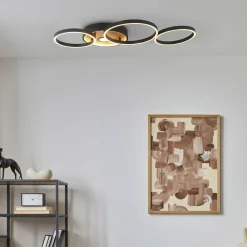 Searchlight LED Deckenlampe Schwarz Braun B: 89 cm 3000 K 936 lm Metall* Designerlampen|Schlafzimmer Lampen