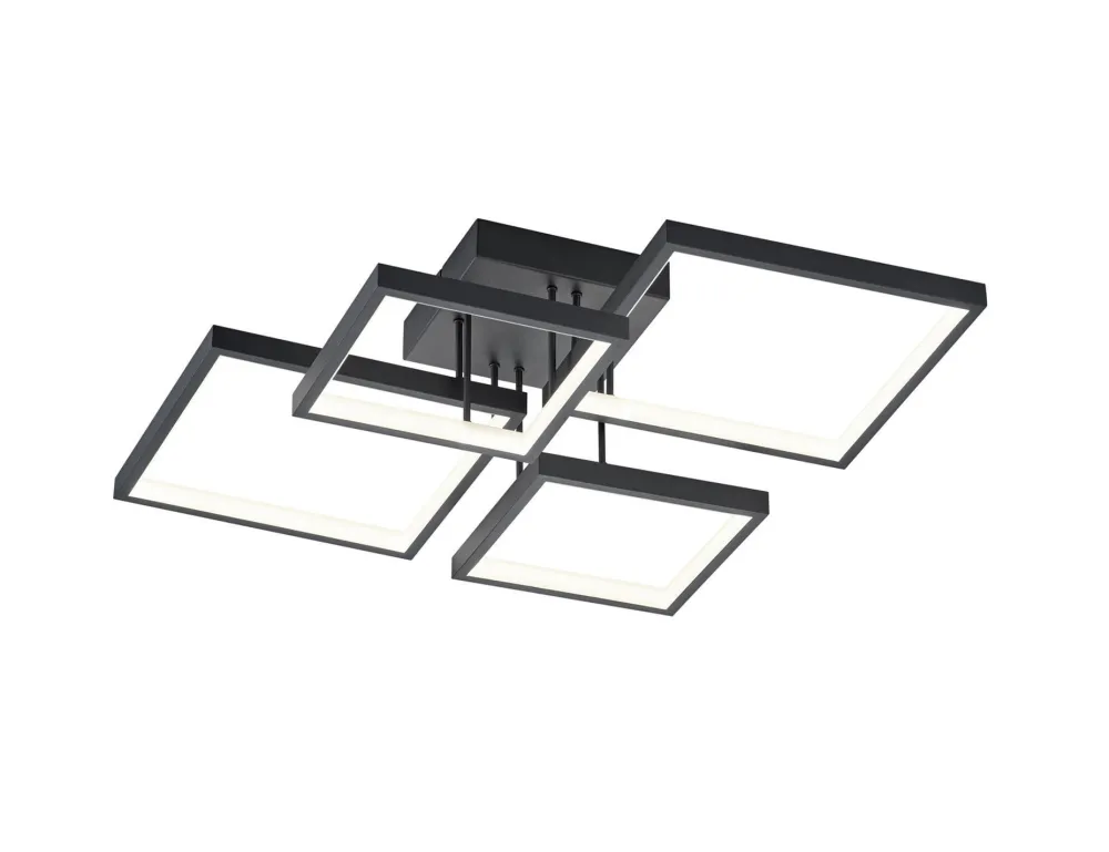 Trio Reality LED Deckenlampe Schwarz Metall B:52,5 cm 24 W dimmbar* Flurlampen|Bürolampen
