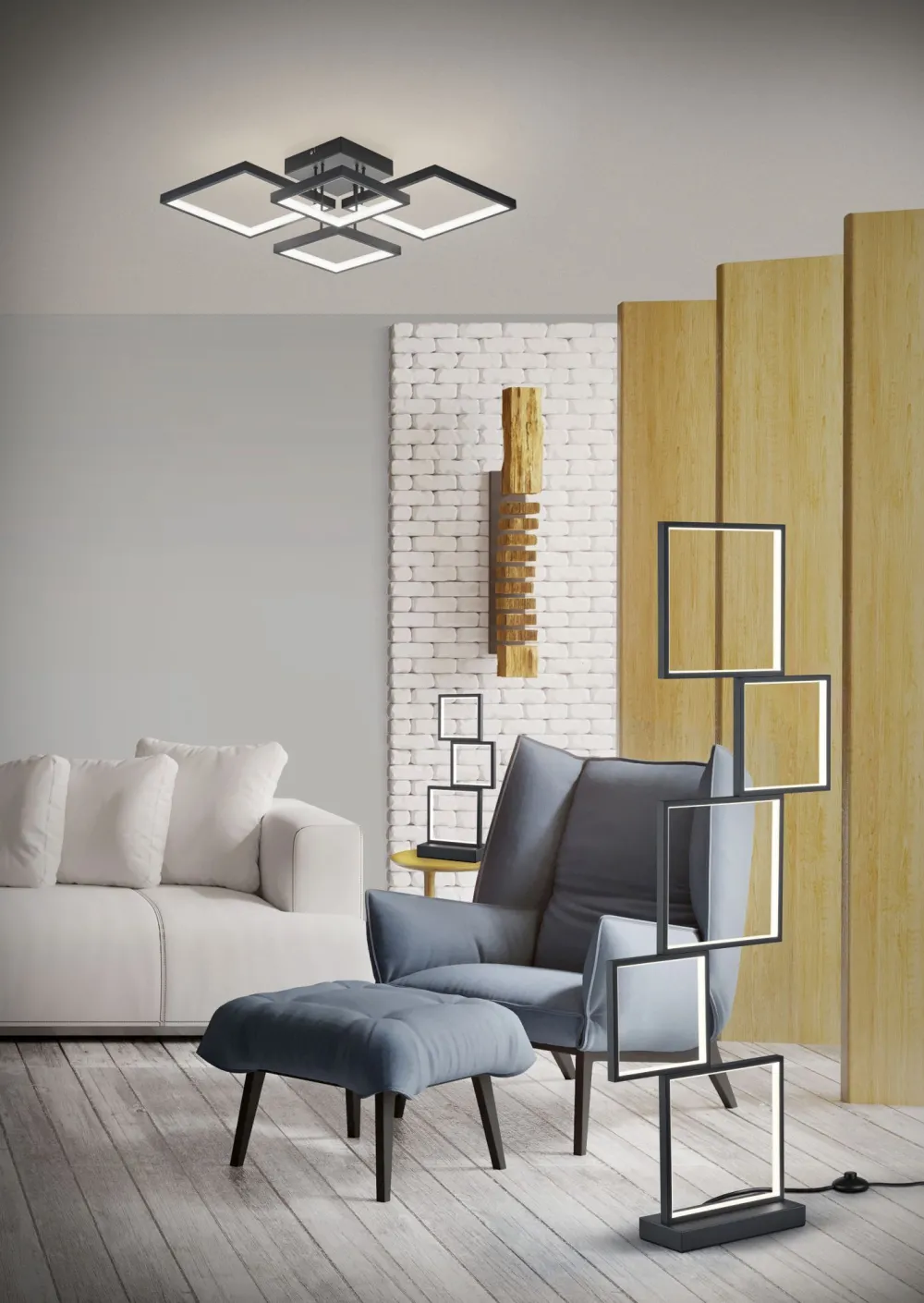 Trio Reality LED Deckenlampe Schwarz Metall B:52,5 cm 24 W dimmbar* Flurlampen|Bürolampen