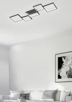 Discount Trio Reality LED Deckenlampe Schwarz Metall L:120,5 cm 34 W dimmbar