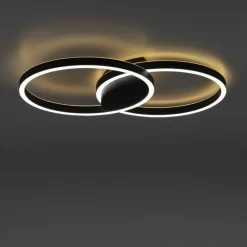 Best Paul Neuhaus LED Deckenlampe Schwarz Ringe L:74 cm 4900 lm dimmbar