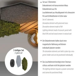 New Just Light LED Deckenleuchte Filz Eiche Moos Rauchglas G9 blendarm