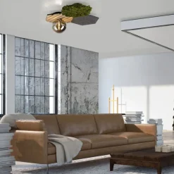 New Just Light LED Deckenleuchte Filz Eiche Moos Rauchglas G9 blendarm