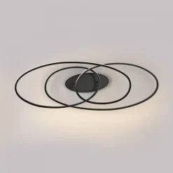 Sale Just Light LED Deckenleuchte Metall Schwarz 3000 K Ringe dekorativ